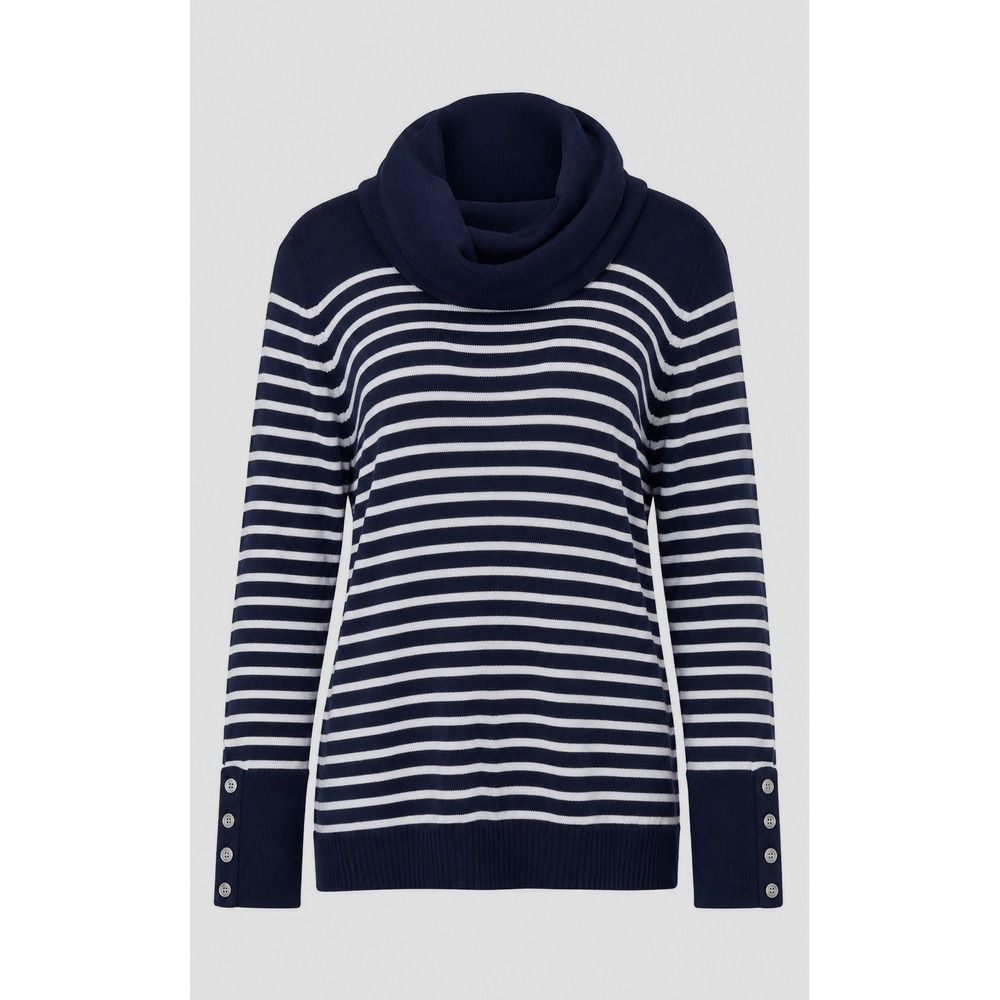 Lauren Ralph Lauren Women's Stripe Cowl Neck Sweater Size 1X Navy & Off White